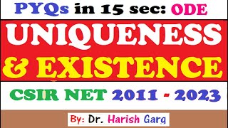PYQ on Uniqueness and Existence in ODE | Short Cut Tricks | CSIR NET 2011 to 2023