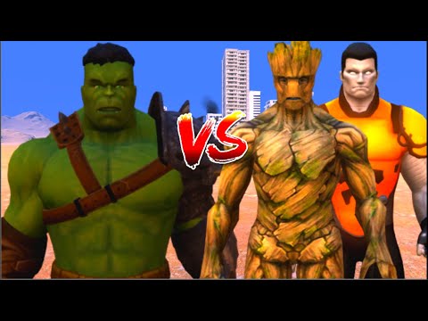 100 Hulk vs 1000 Groot and 1000 Colossus (Marvel vs Marvel)