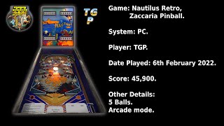 Nautilus Retro - Zaccaria Pinball - Arcade mode, 5 balls - 45,900 points.