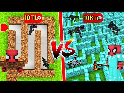 10 TL FAKİR SİLAHLI LABİRENTİ VS 10.000 TL ZENGİN LABİRENTİ - Minecraft