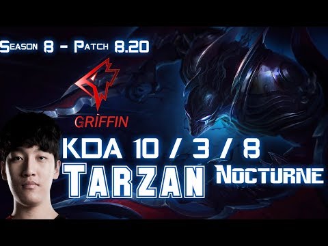 GRF Tarzan NOCTURNE vs XIN ZHAO Jungle - Patch 8.20 KR Ranked
