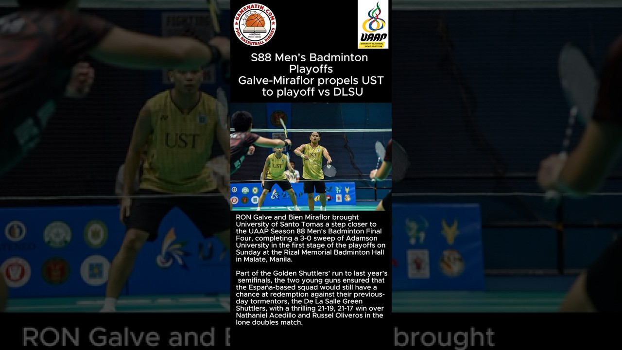UAAP Men's Badminton: UST beats Adamson, sets up showdown vs DLSU for last semis slot