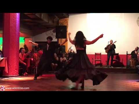  Cynthia Fattori  and  Yago Saavedra  are  dancing  to  the  chacarera  "  El puente carretero  "