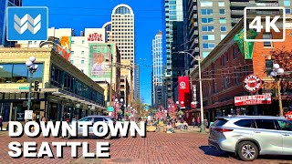[4K] DOWNTOWN SEATTLE WASHINGTON USA - Pike Street to Pine Street Walk