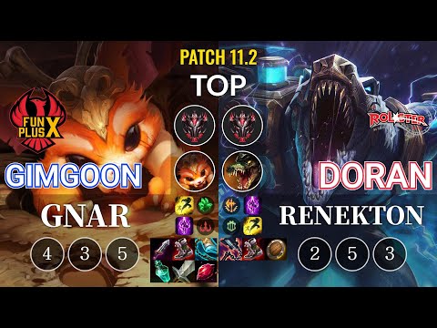 FPX GimGoon Gnar vs KT Doran Renekton Top - KR Patch 11.2