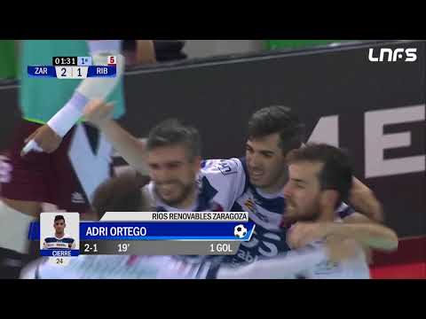 Gol Adrián Ortego (2-1) Ríos Renovables Zaragoza - Aspil Vidal Ribera Navarra. 1Div, J13