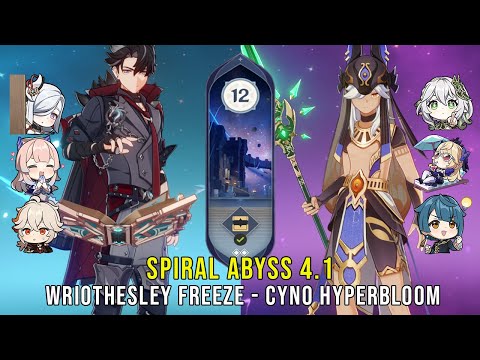 C0 Wriothesley Freeze and C1 Cyno Hyperbloom - Genshin Impact Abyss 4.1 - Floor 12 9 Stars
