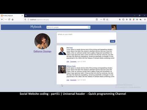 Social Website from scratch Part 8 Profile Page Top Bar | PHP | HTML | CSS | MYSQL Database