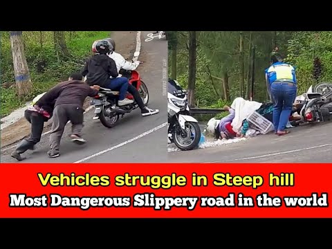 Vehicles struggle in Steep hill | Most Dangerous Slippery road in the world | Risky  roads |