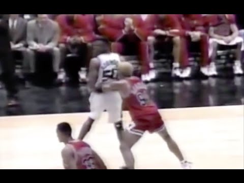 Dennis Rodman Defense on Rookie Duncan + David Robinson