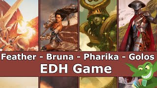 Feather vs Bruna vs Pharika vs Golos EDH / CMDR game play for Magic: The Gathering