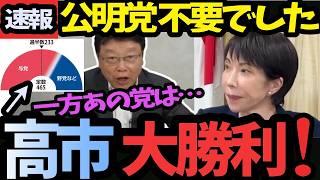 【朗報】自民党単独過半数！「公明切り」が大正解！組織票目当てに自滅した“あの野合”の末路が悲惨すぎる…【高市早苗 北村晴男】