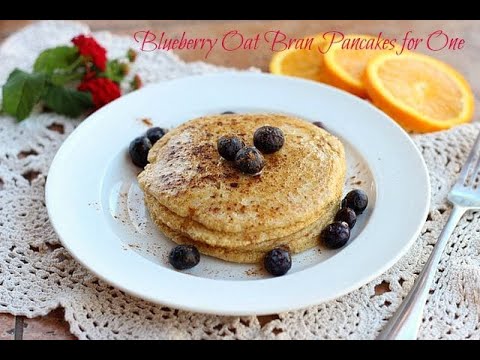 Blueberry Oat Bran Pancakes for One