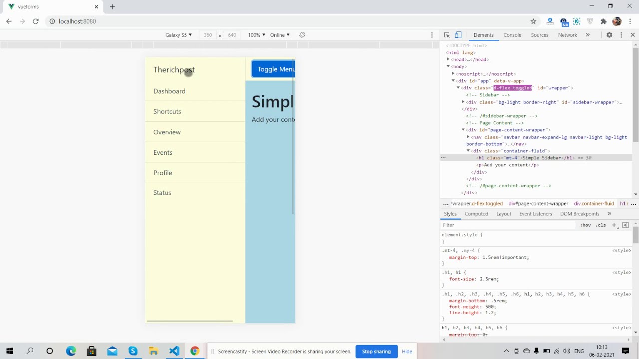 Vuejs 3 Responsive Sidebar Template Free