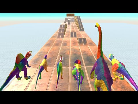 Flying Bridge Dinosaur Speed race get a GREEN Pig - Animal Revolt Battle Simulator