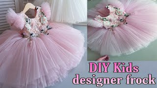 DIY kids designer frock cutting & stitching|baby girl birthday dress|3to5 yrs baby girl dress making