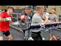 CANELO TELLS RYAN GARCIA TO ATTACK LUKE CAMPBELL'S BODY; DRILLS BODY SHIELD WITH RIB BREAKING COMBOS