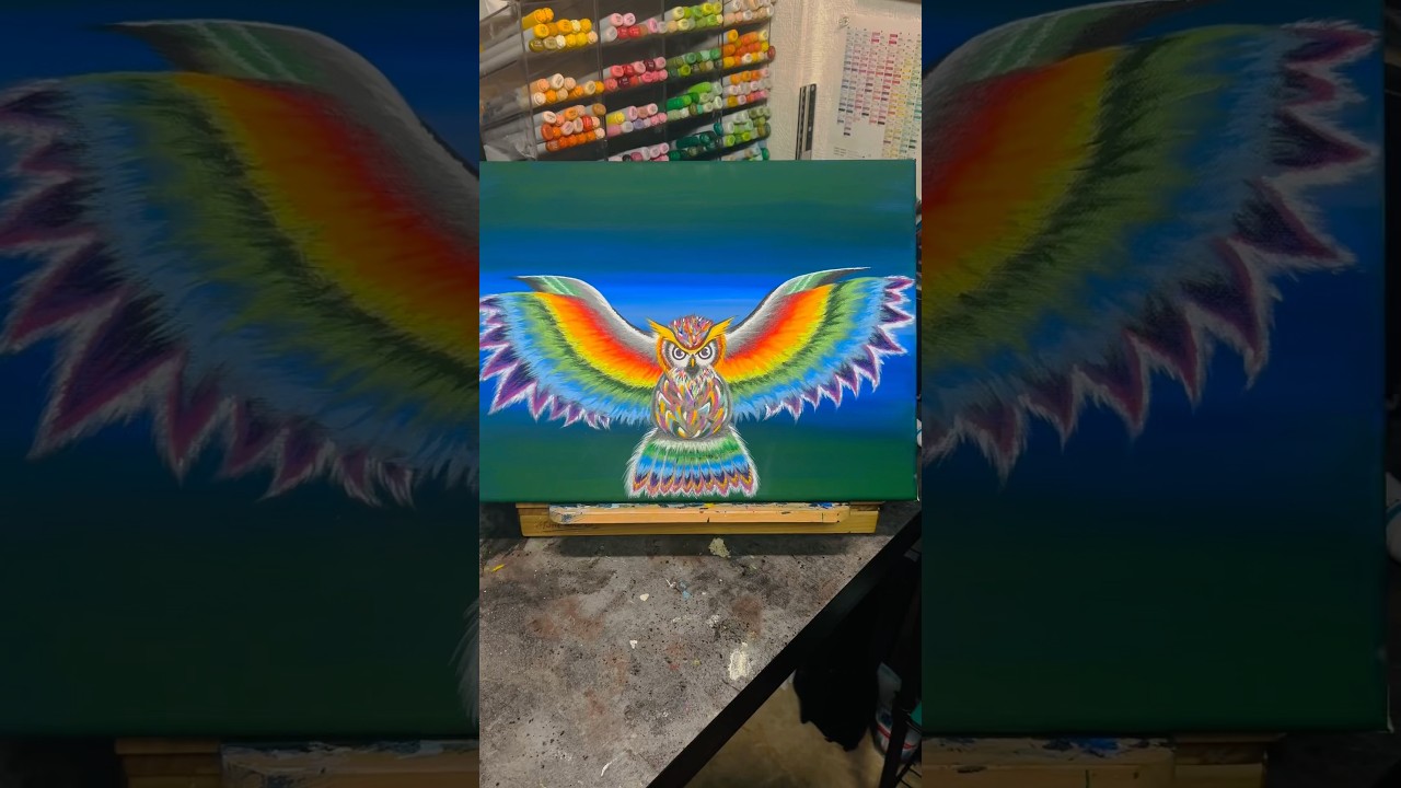 【雷に打たれたエグいフクロウ】描いてみました🦉⚡️ #art #painting #shorts