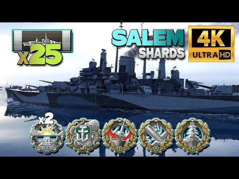 Cruiser Salem on map Shards, english +1 - World of Warships