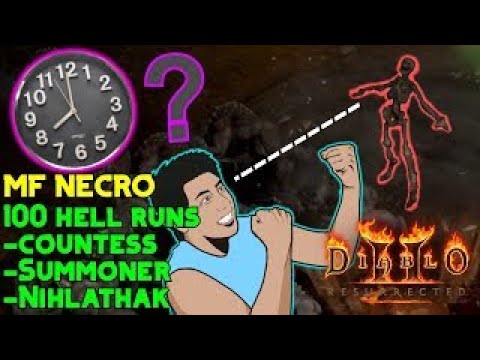 Time spent on 100 KEY runs(hell). MF Summoner Necro [Drop highlights] | Diablo 2 Resurrected