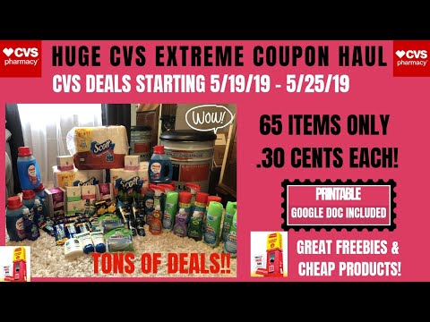 HUGE CVS EXTREME COUPON HAUL DEALS STARTING 5/19/19~65 ITEMS ONLY .30 CENTS~WOW LOTS OF FREE & CHEAP Video