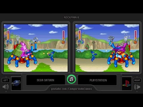 Rockman 8 (Sega Saturn vs Playstation) Side by Side Comparison (Mega Man 8)