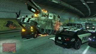 GTA V - Tank Rampage 5 Star Wanted Gameplay HD