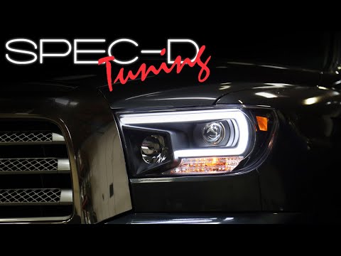 SPECDTUNING INSTALLATION VIDEO: 2007-2013 TOYOTA TUNDRA LED LIGHT BAR PROJECTOR HEADLIGHTS