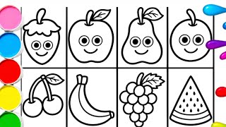 Healthy Fresh Nutritious Fruits 🍓🍎🍐🍌🍇 Drawing, Painting, Coloring For kids & Toddlers
