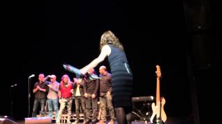 Elkie Brooks Accepting a Rose and Card from a Fan at the Lowry Salford.