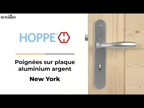 Poignées de porte sur grandes plaques -EA 70 -argent anodisé -New York HOPPE
