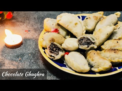 Chocolate Ghughra Recipe - Gujiya recipe - Chocolate Gujiya Recipe - Vrunda's Food Magic