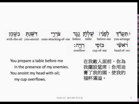 Psalm 23: Hebrew interlinear audio Bible 希伯來文聖經:詩篇第二十三篇