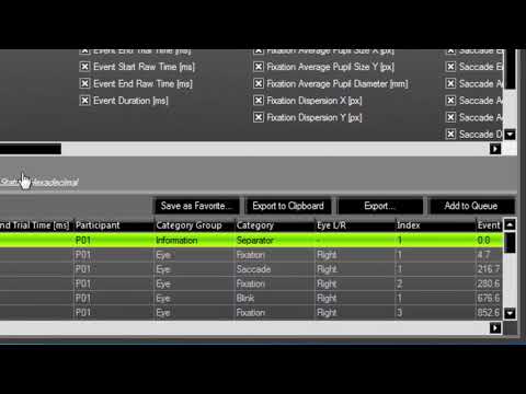 SMI Tutorial BeGaze Metrics Export