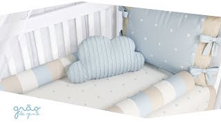 Quarto de Bebê Tricot Poá Azul e Bege | Grão de Gente