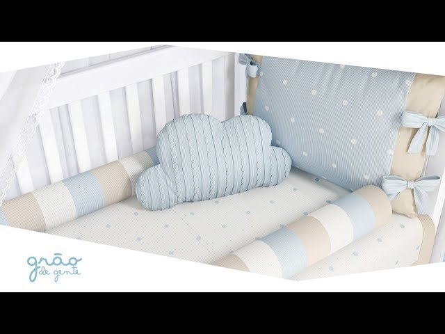 Quarto de Bebê Tricot Poá Azul e Bege | Grão de Gente