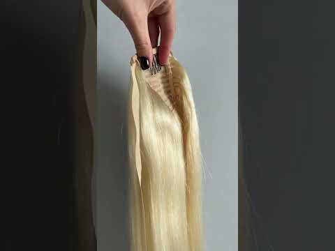 Накладний хвіст з натурального волосся, 50 см, 100г, супер блонд (№60) video