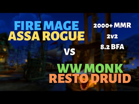 Fire Mage/Assa Rogue vs WW Monk/Resto Druid | Hook Point | 2000+ MMR | 8.2 BFA