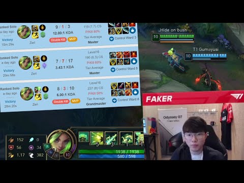 Faker Plays MID Zeri For The First Time!! - T1 Faker Highlights