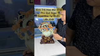 Bình Trà Ngọc Tự Nhiên Hoa Mai Khai Phú Quý – Ngọc Serpentine Tự Nhiên Liền Khối Tạc Đỉnh Cao
