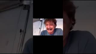 Guy laugh into cry