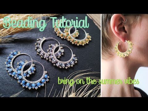 Beading Tutorial #3 | "Horea" hoop earrings, colorful...
