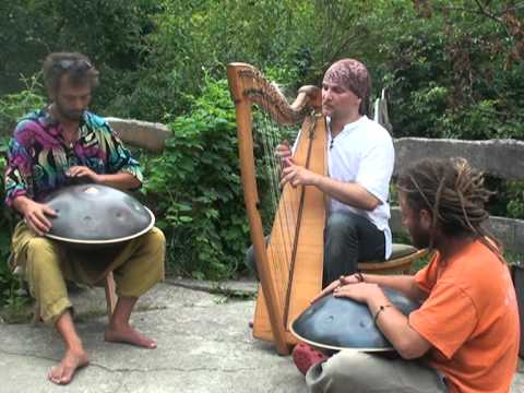 Alizbar & Amin Varkonyi & Norbi Pavel.2008. Two Hang  and Celtic harp improvisation/ Hungary / Pilis