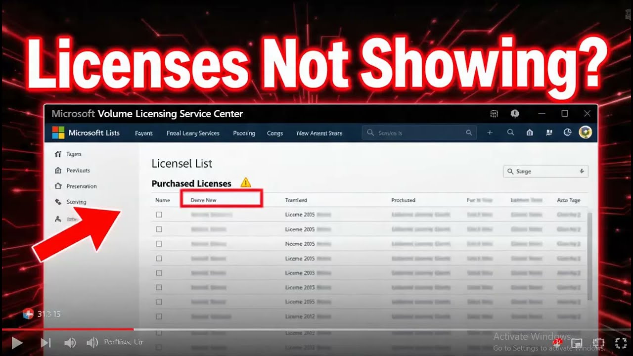 How to fix Microsoft Volume Licensing not showing purchased license
