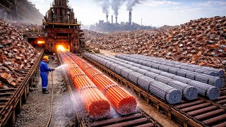 Inside a Massive Scrap Metal Recycling Factory – From Waste to Strong 