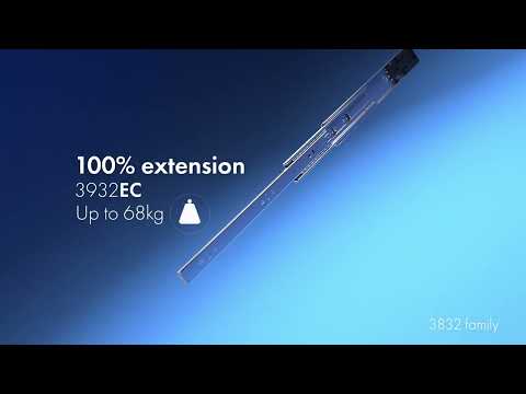 Coulisses à billes -sortie totale -charge 35 à 68 kg -3932EC ACCURIDE