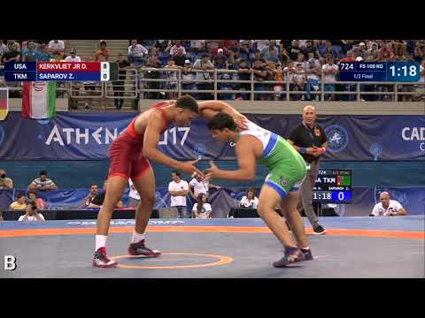 1/2 FS - 100 kg: D. KERKVLIET JR (USA) df. Z. SAPAROV (TKM) by VSU1, 12-2