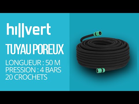 Vidéo - Tuyau poreux 50 m + Nez de robinet + 20 crochets