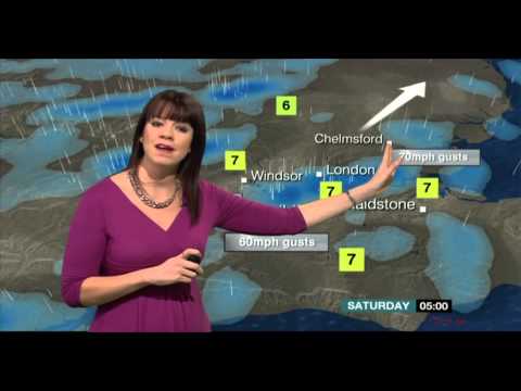 ELIZABETH RIZZINI:--: BBC News at Five Weather - 14 Feb 2014 - Maybe showers to come