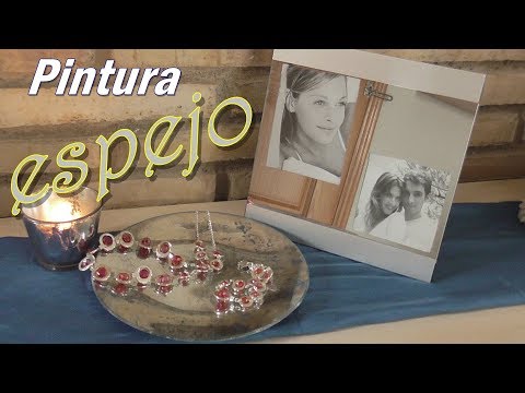 2 Ideas utilizando pintura efecto espejo. Marco de fotos y plato portaobjetos envejecido.